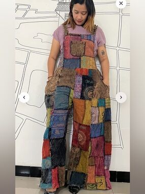 NWOT Kathmandu Boho Patchwork Wide Leg Jumpsuit - Multicolor OS